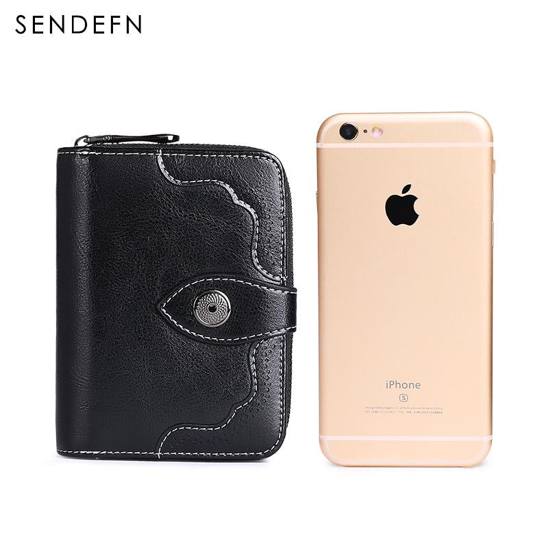 Sendefn  Small Wallet Casual Women's Purses Split Leather Quality Short Money Bag