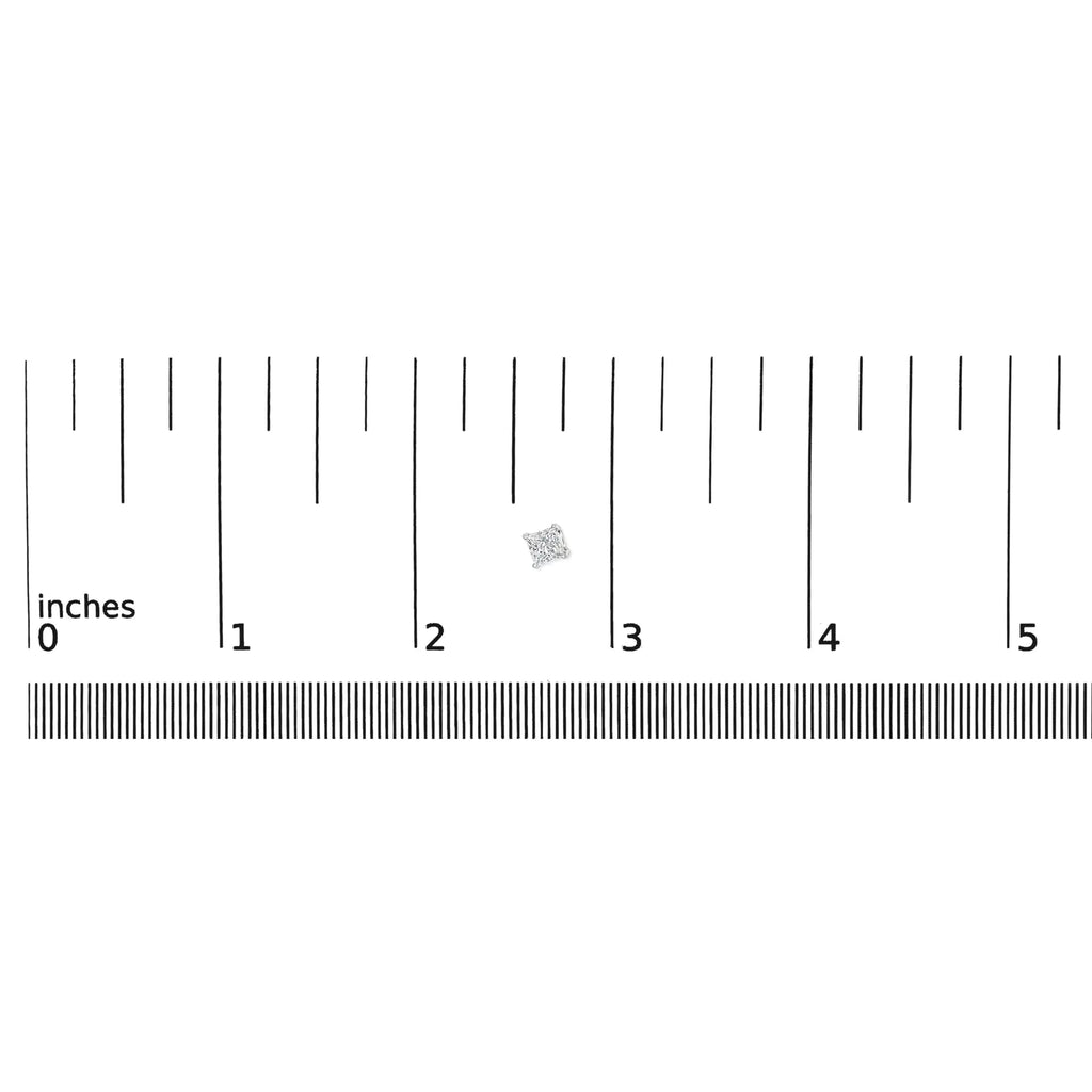 14K White Gold Princess Cut Lab-grown Diamond Solitaire Stud