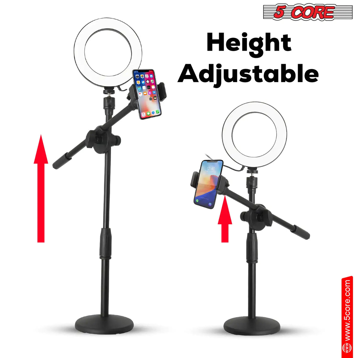 6 Ring Light Cell Phone Stand Adjustable Ring Light Angle LED