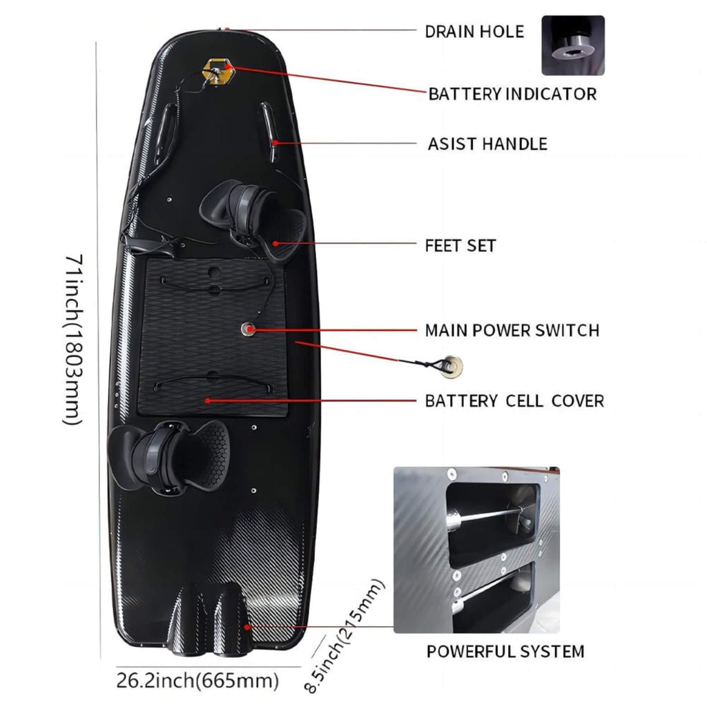 Ttr High-Speed Electric Motorized Abs Water Jet Surfboard