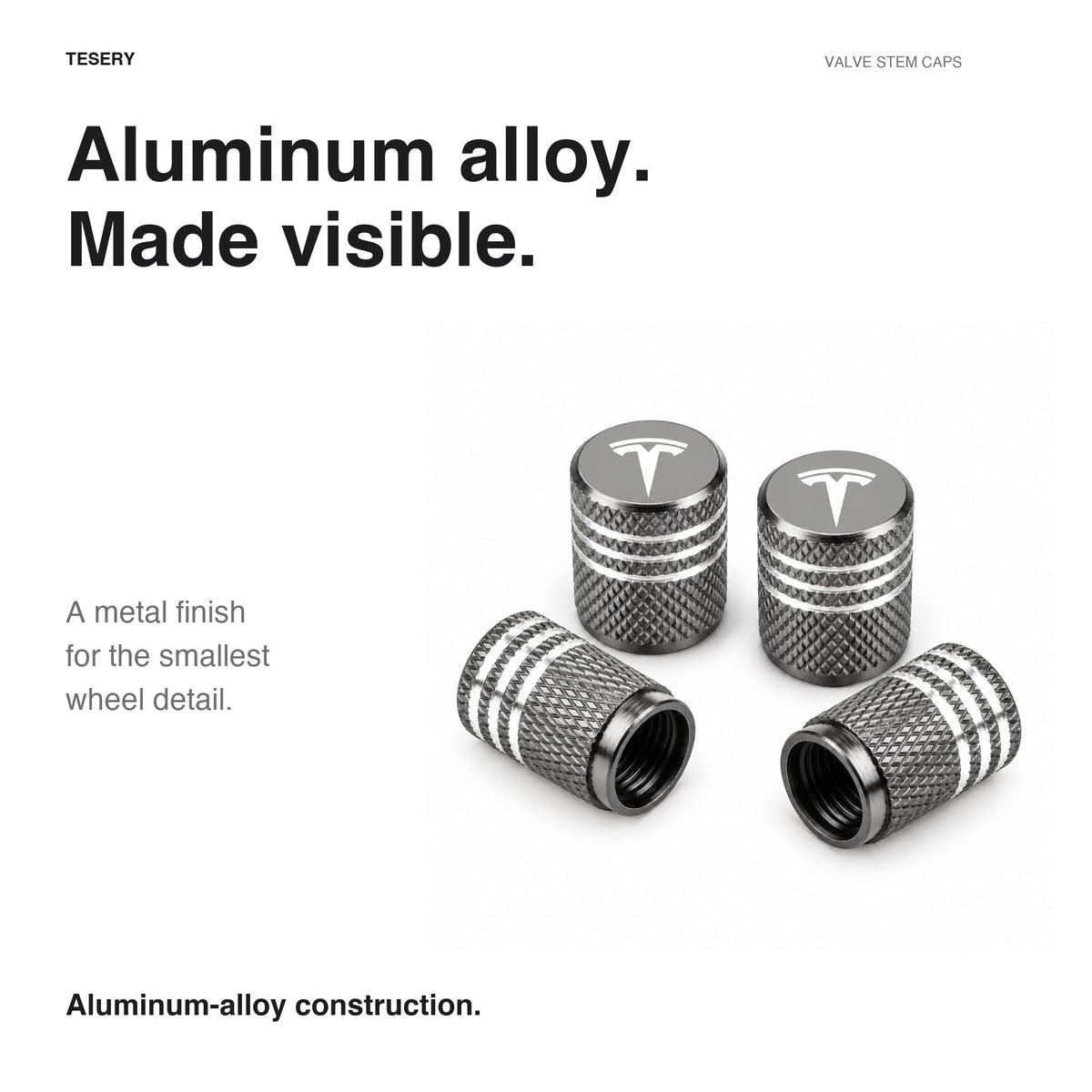 Valve Stem Caps 4-Pack for Tesla 3/Y/S/X 2017-ON