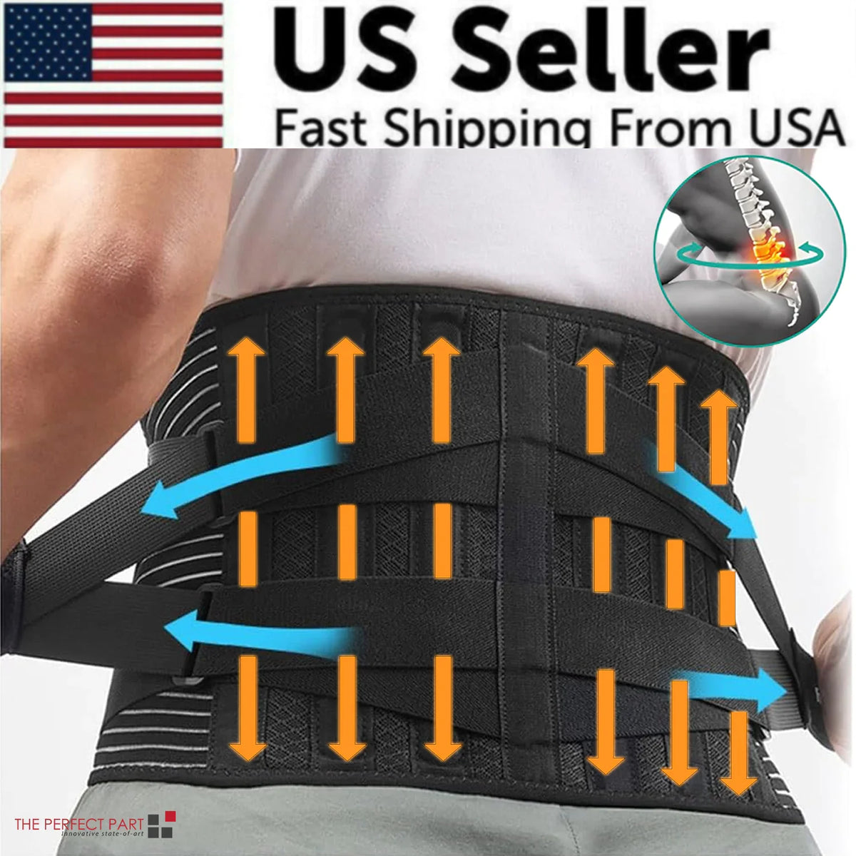 Adjustable Lower Back Brace Lumbar Support Waist Belt Men Pain