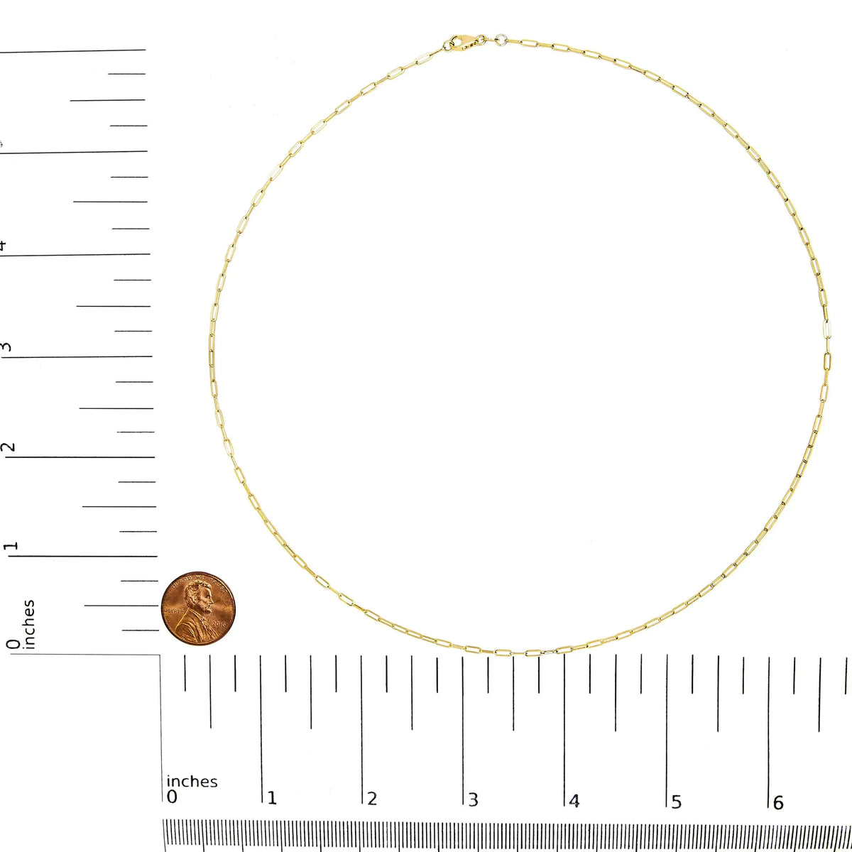 Unisex Solid 14K Gold 1.5mm Paperclip Chain Necklace - Length