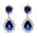 18K Gold Blue Sapphire Diamond Earrings