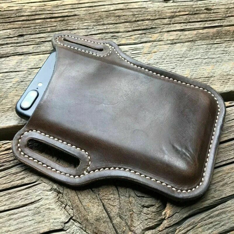 Men Cell Phone Belt Bag Loop Waist Holster Pouch Case Leather