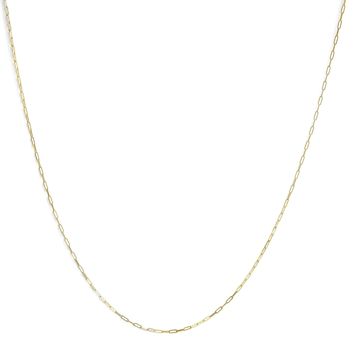 Unisex Solid 14K Gold 1.5mm Paperclip Chain Necklace - Length