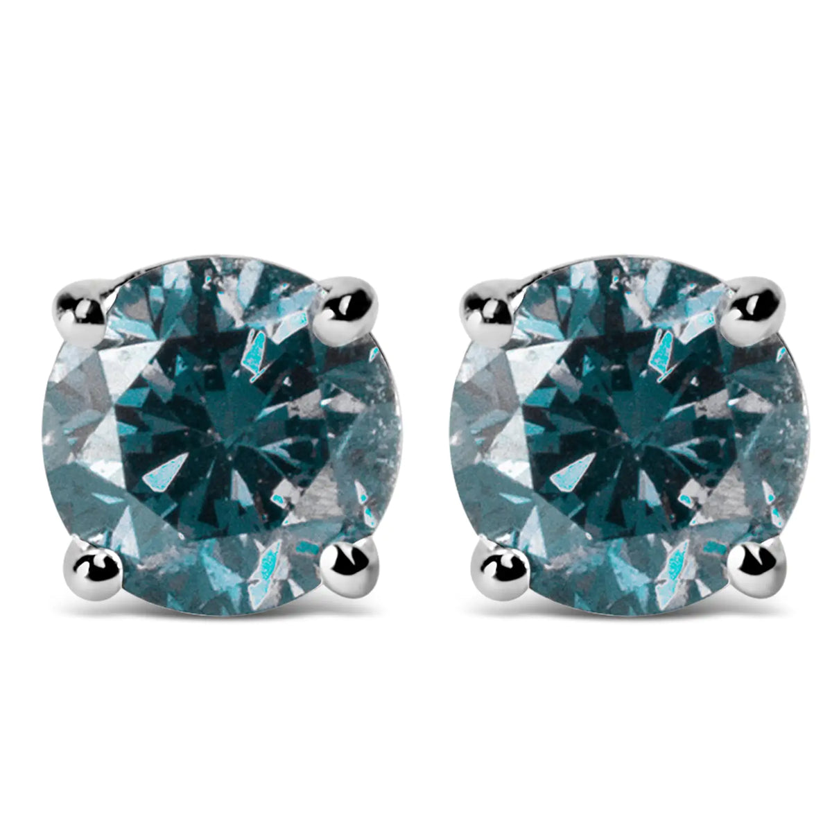14K Gold Round Brilliant Cut Lab Grown Blue Diamond 4-prong