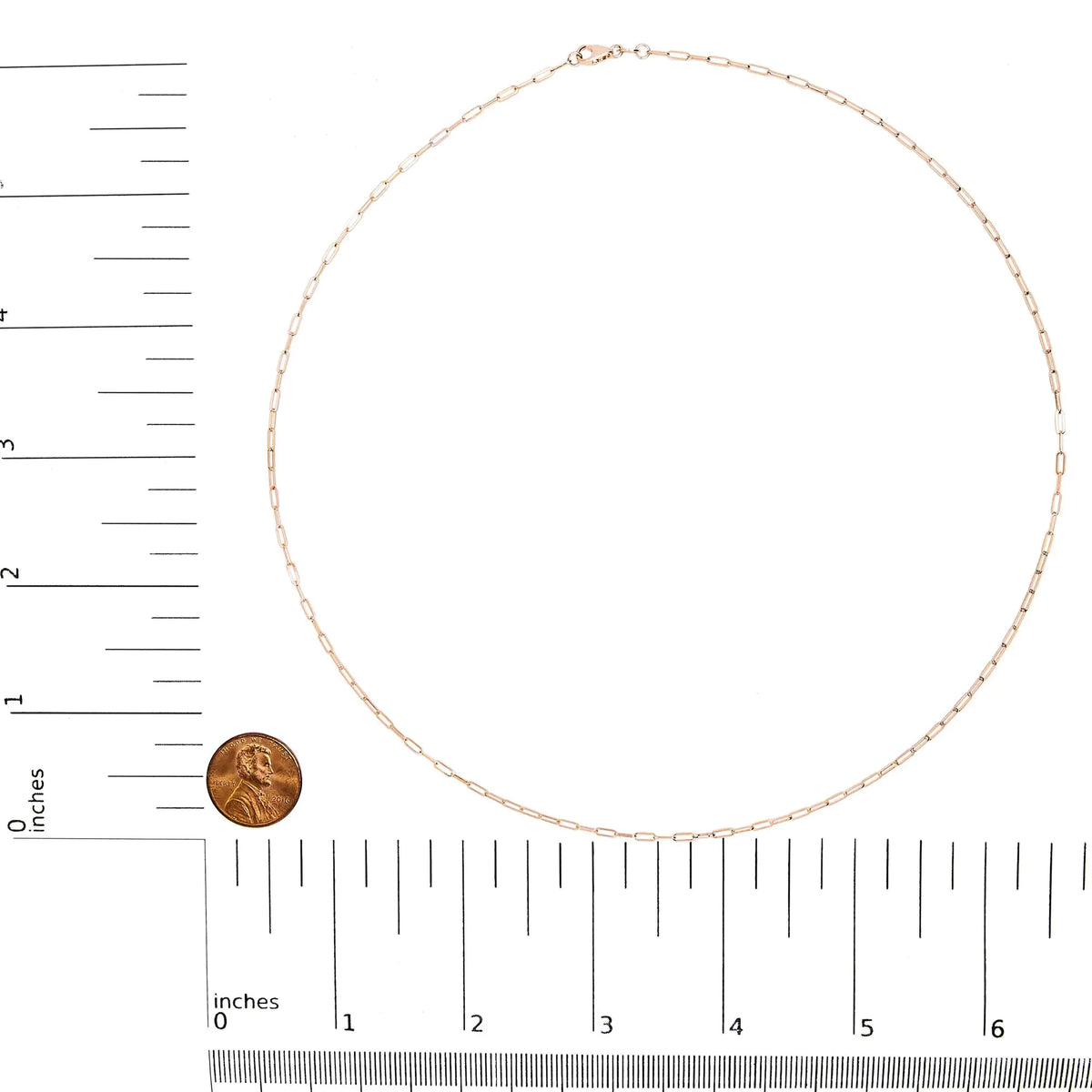 Unisex Solid 14K Gold 1.5mm Paperclip Chain Necklace - Length
