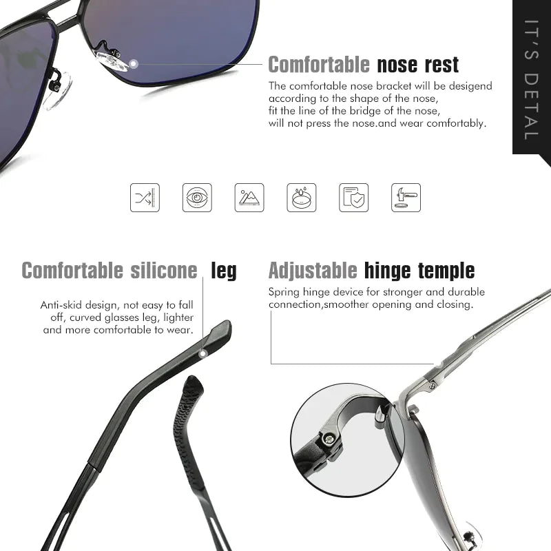 Mens Polarized Pilot Sunglasses Outdoor Driving UV400 Sun Glasses