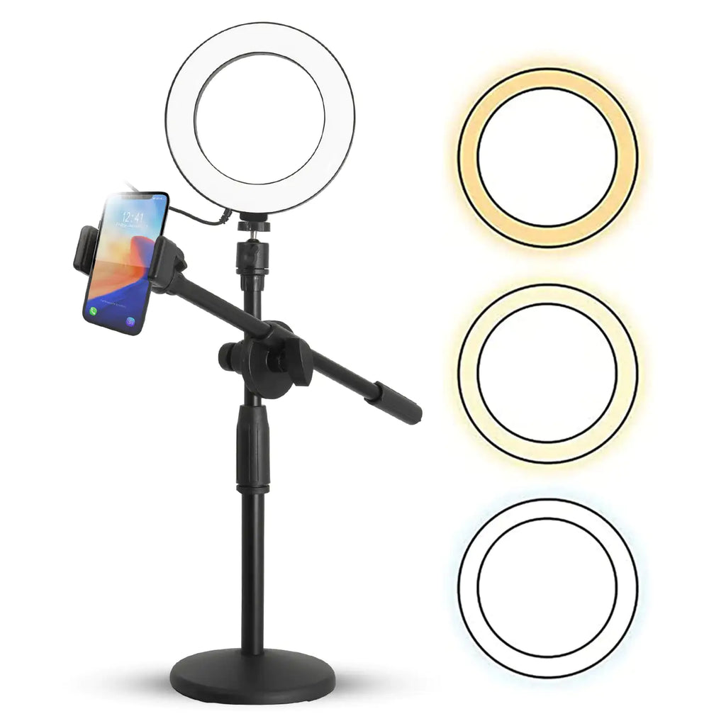 6 Ring Light Cell Phone Stand Adjustable Ring Light Angle LED