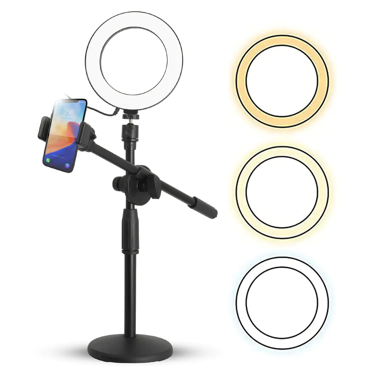 6 Ring Light Cell Phone Stand Adjustable Ring Light Angle LED