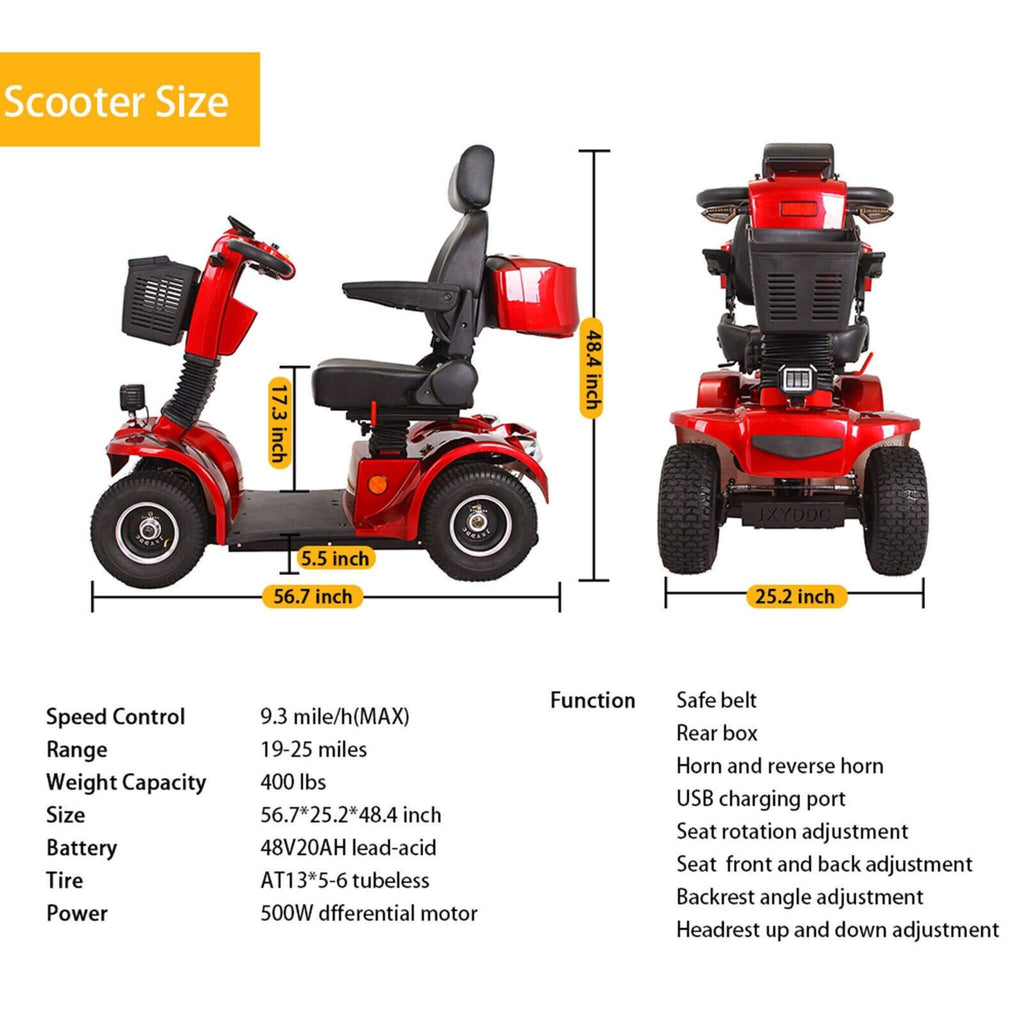 Zvg 4-Wheel Heavy-Duty 500W 48V20Ah Electric All-Terrain