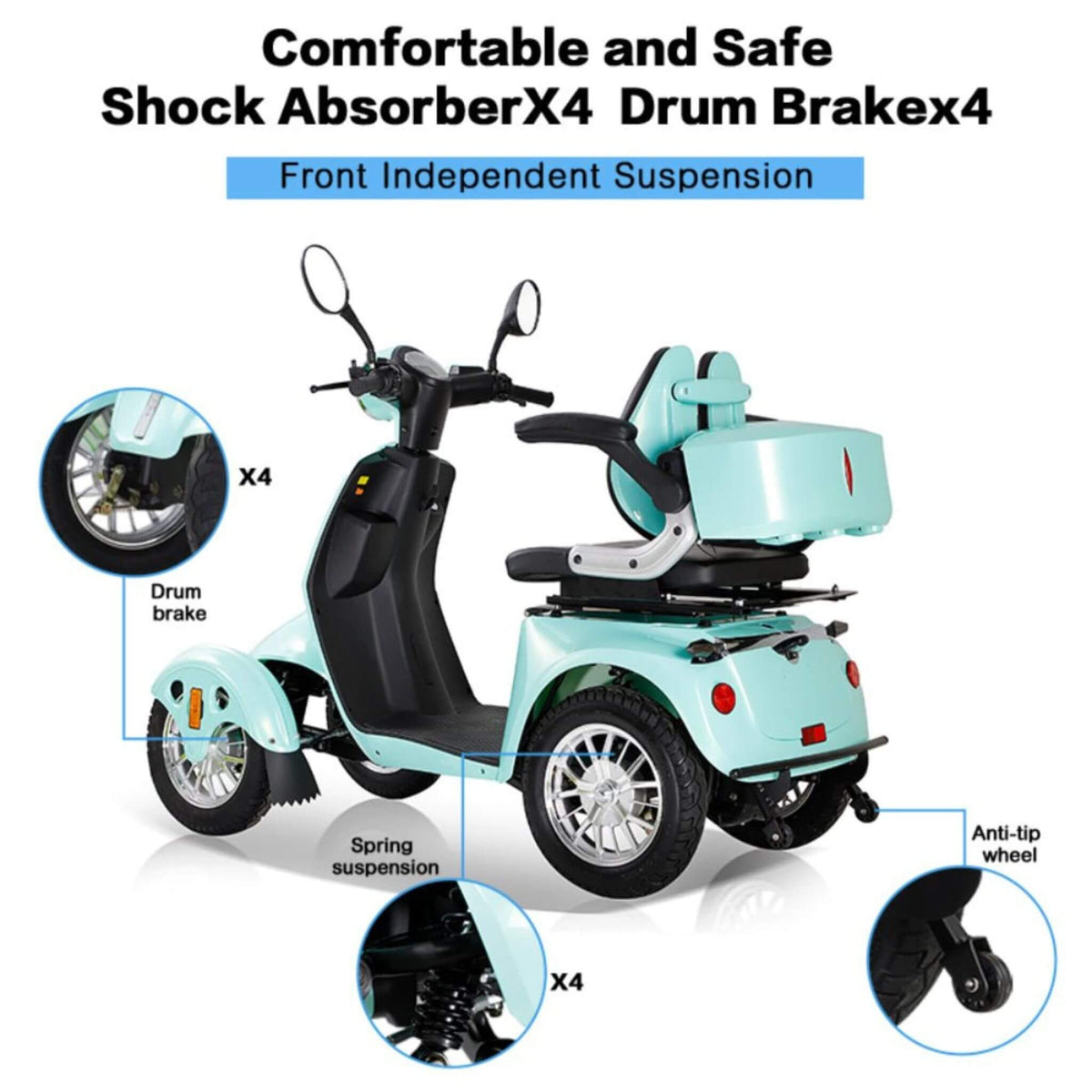 [SAK97156] Zvg 800W 4-Wheel Mobility Scooter